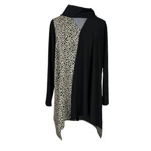 Sun Kim Black Colorblock Mock Turtleneck Tunic Womens Size Medium